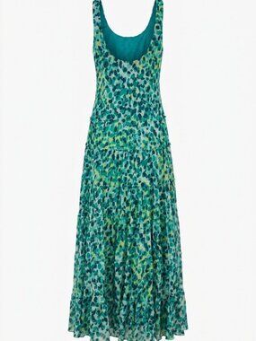 Polyester sleeveless maxi dress, Kasper, animal print in teal and green tones, S